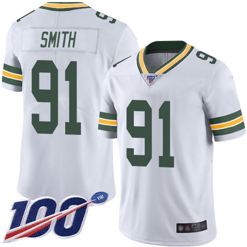 Green Bay Packers Limited White Men 91 Smith Preston Road Jersey Nike NFL 100th Season Vapor Untouchable